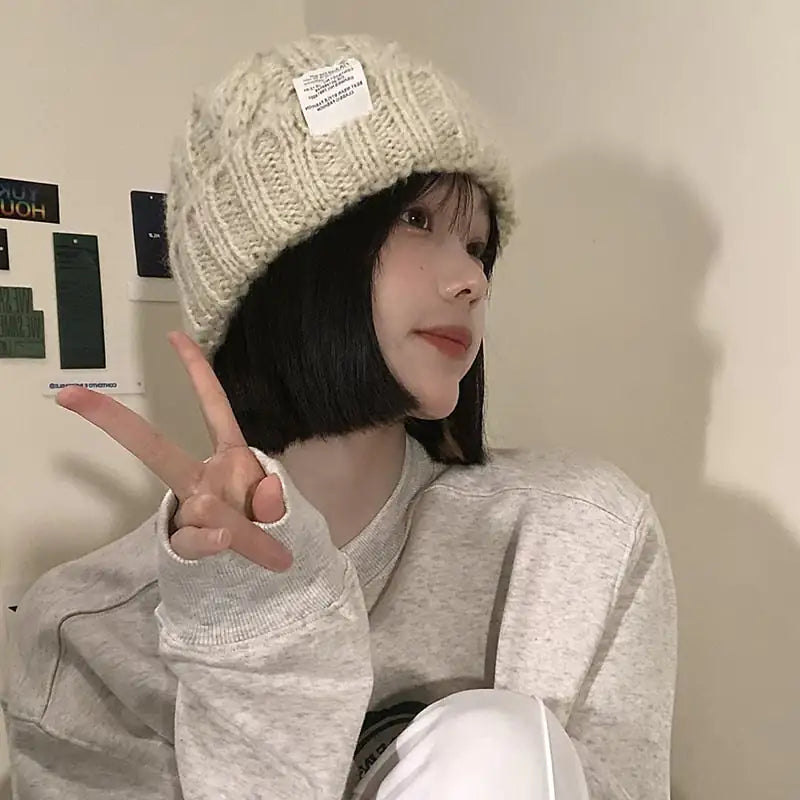 Versatile Solid Color Loose Woolen Hat for Women
