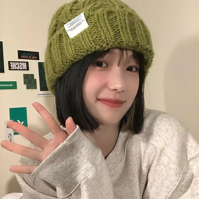 Versatile Solid Color Loose Woolen Hat for Women