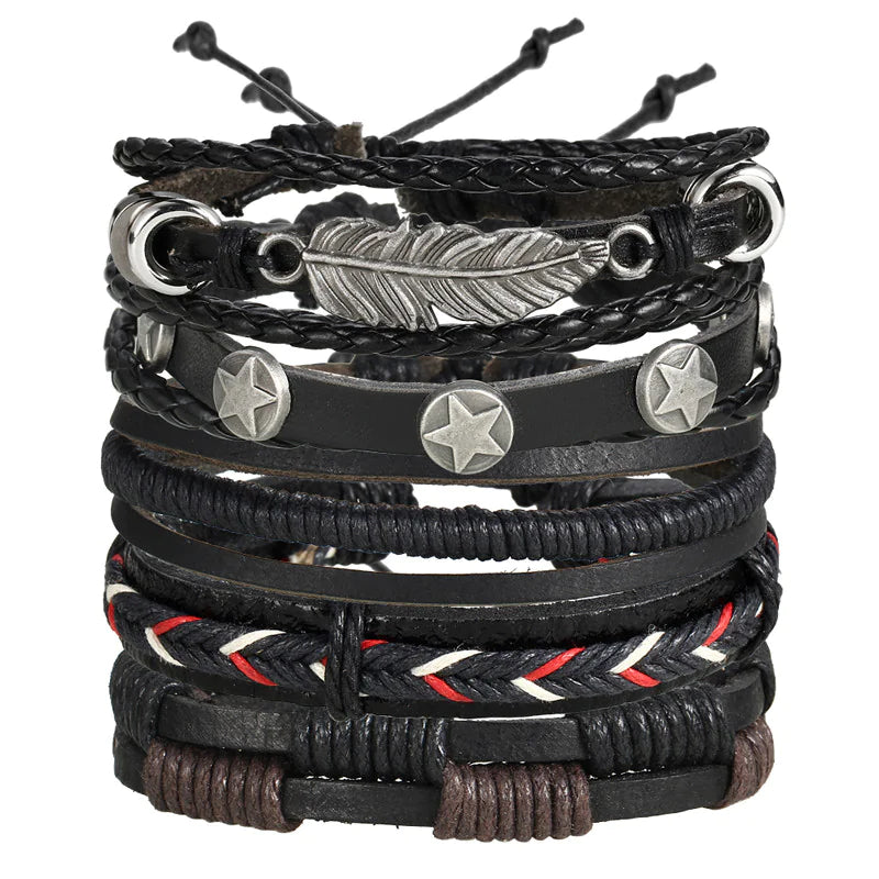 Leather Bracelet, Copper Tube Bangle, Magnetic Clasp