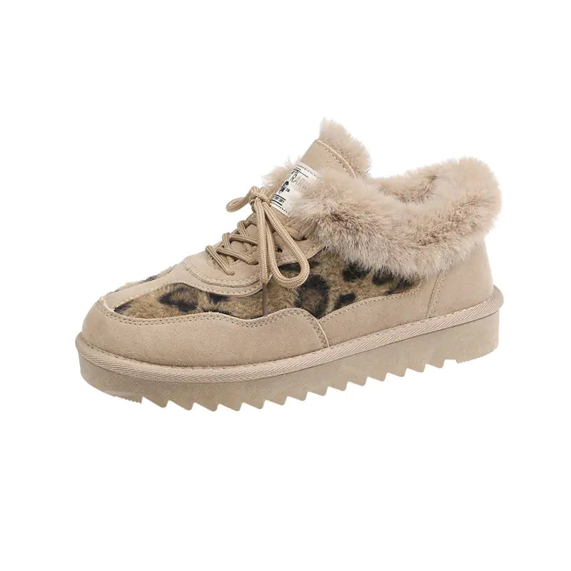 Leopard Print Thick Sole Short Winter Boots for Women