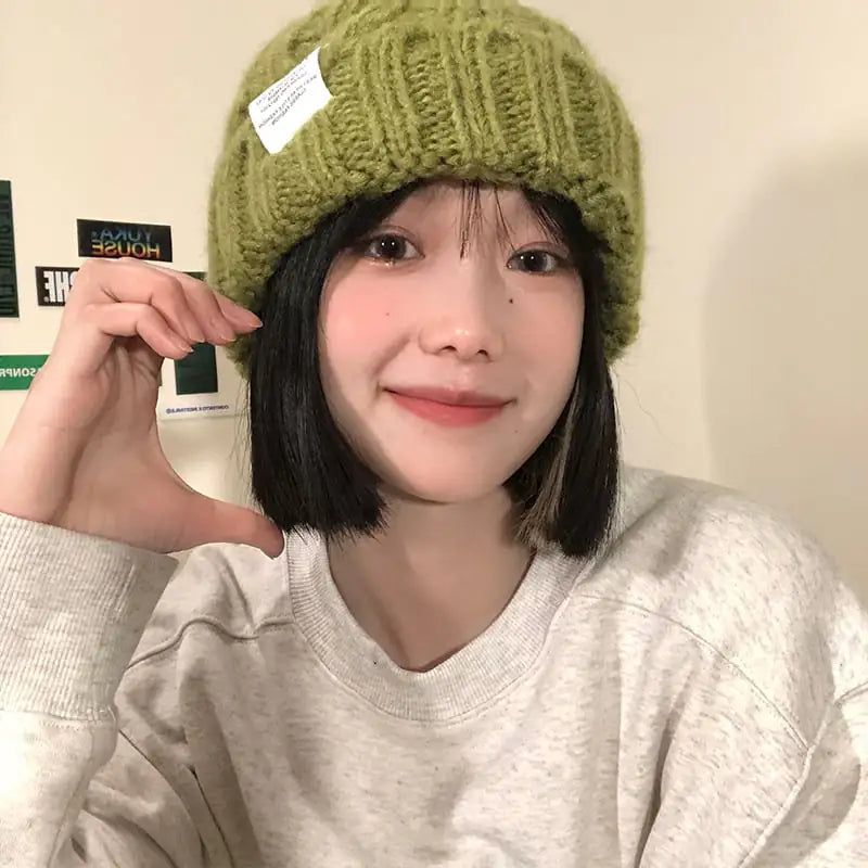 Versatile Solid Color Loose Woolen Hat for Women