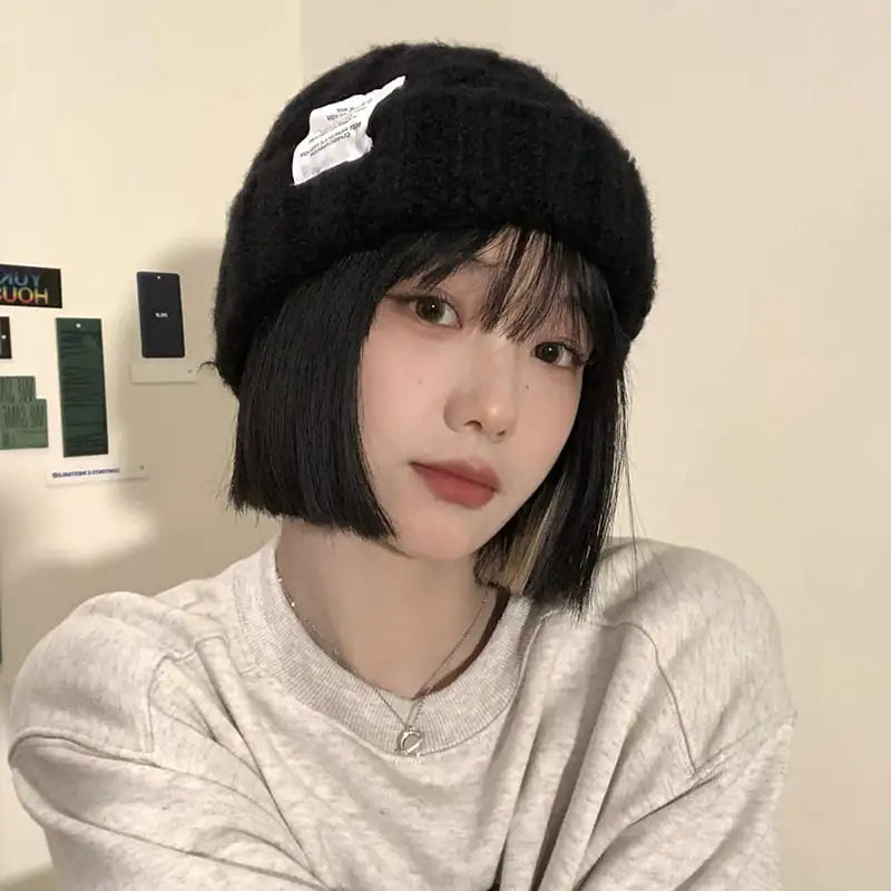 Versatile Solid Color Loose Woolen Hat for Women