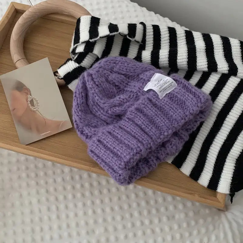 Versatile Solid Color Loose Woolen Hat for Women